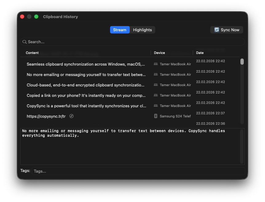 CopySync macOS History